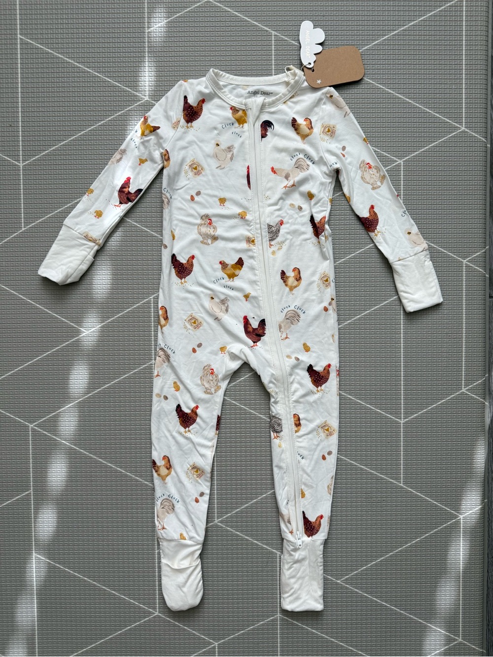 Angel Dear|Baby gender neutral Bamboo White Chicken Print Pajamas footies,Farm• - Picture 6 of 15